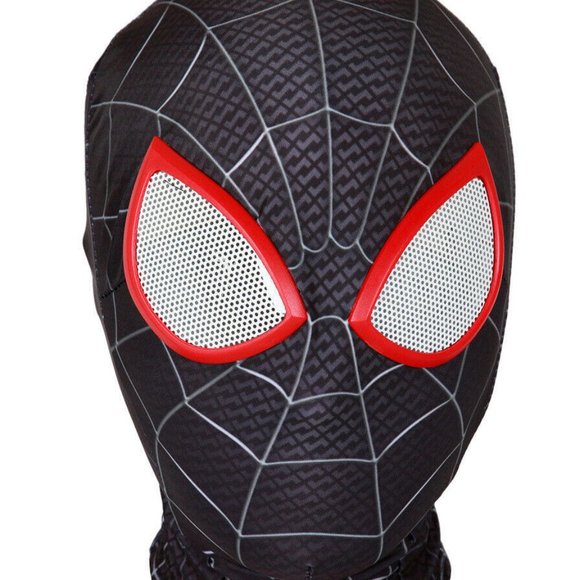Diona j Other - Premium Black Spider Man Miles Morales Elastic Mask Costume Lycra Kids